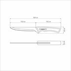 Cuchillo Tramontina con medidas técnicas en dibujo