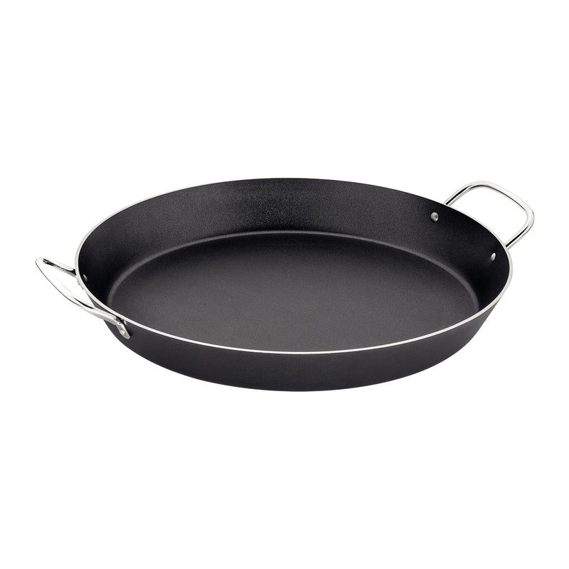 Paellera de aluminio Tramontina Loreto con revestimiento interior antiadherente Starflon Max y asas de metal grafito, 38 cm, 5,4 L