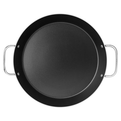 Paellera de aluminio Tramontina Loreto con revestimiento interior antiadherente Starflon Max y asas de metal grafito, 38 cm, 5,4 L