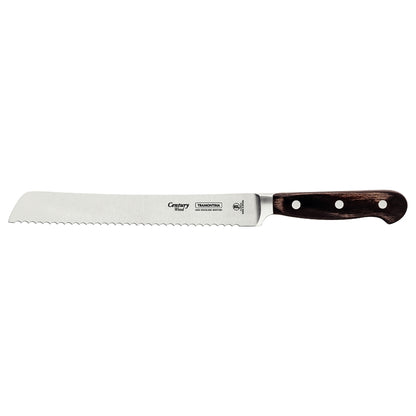 Cuchillo para pan Tramontina Century Wood con hoja de acero inoxidable y mango de madera marrón tratada de 20 cm (8 pulgadas)