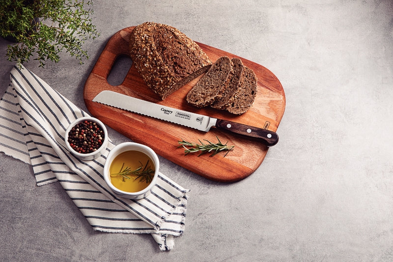Cuchillo para pan Tramontina Century Wood con hoja de acero inoxidable y mango de madera marrón tratada de 20 cm (8 pulgadas)