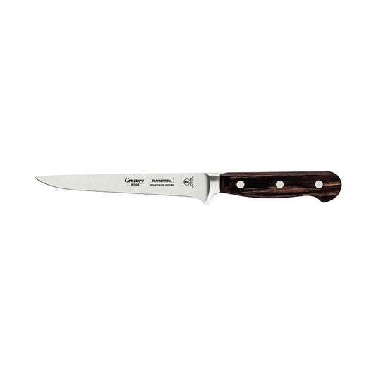 Cuchillo Tramontina Century Wood con hoja de acero inoxidable y mango de madera oscura con tres remaches