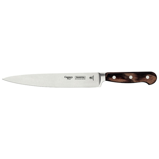 Cuchillo Tramontina Century Wood con hoja de acero inoxidable y mango de madera oscura con tres remaches