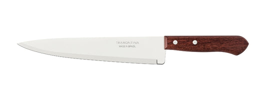 Cuchillo Tramontina con mango de madera y hoja de acero inoxidable, fabricado en Brasil
