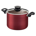 Olla de aluminio Tramontina Paris con revestimiento antiadherente Starflon Max interno y externo, roja, con tapa de cristal, 28 cm, 11,8 L