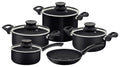 Juego de utensilios de cocina Tramontina Paris+ de aluminio con revestimiento antiadherente Starflon de excelente calidad en el interior y el exterior, color negro, 9 piezas.