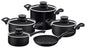 Juego de utensilios de cocina Tramontina Paris+ de aluminio con revestimiento antiadherente Starflon de excelente calidad en el interior y el exterior, color negro, 9 piezas.