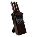 Set de cuchillos Tramontina con bloque de madera oscura y mango de madera, incluye trinche metálico frontal