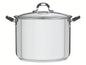 Olla Tramontina Astro de acero inoxidable con base triple y tapa de vidrio, 30 cm, 15,2 L