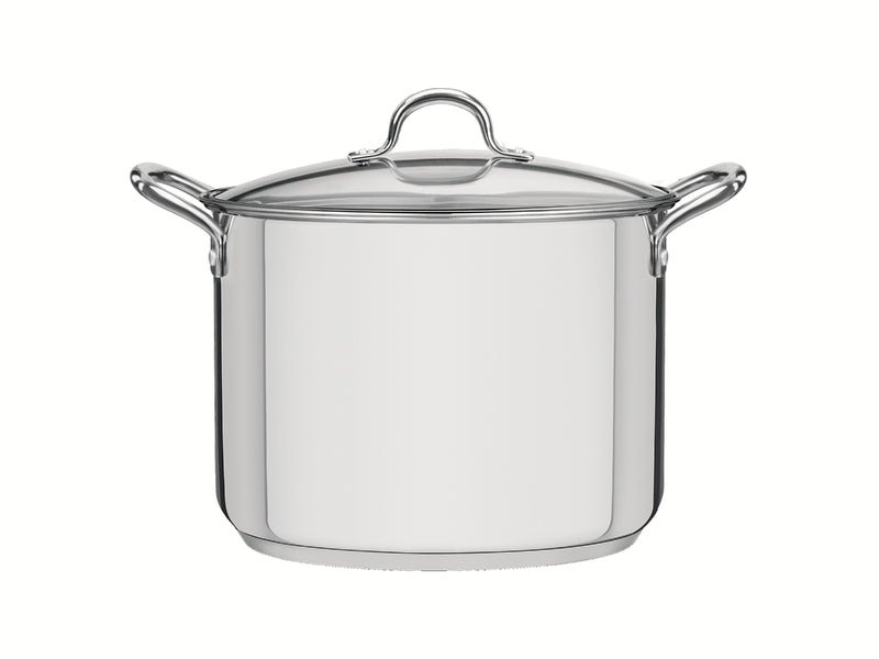 Olla de acero inoxidable con tapa de vidrio y asas laterales