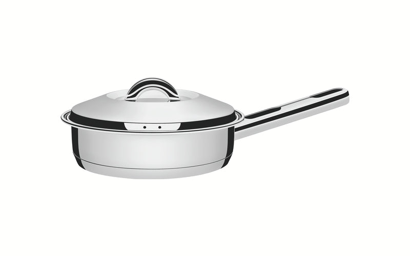 Sartén Tramontina de acero inoxidable con triple fondo, tapa y asa, 20 cm, 2,1 L