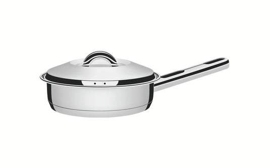 Sartén Tramontina de acero inoxidable con triple fondo, tapa y asa, 20 cm, 2,1 L