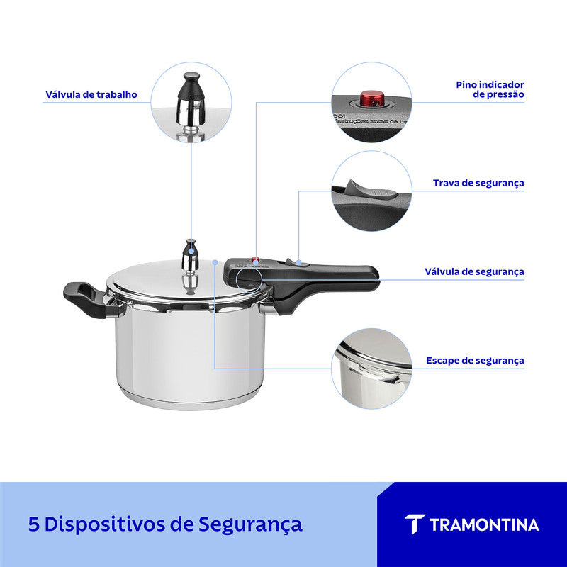Olla a presión Tramontina Brava de acero inoxidable con triple fondo, 20 cm, 4,5 L