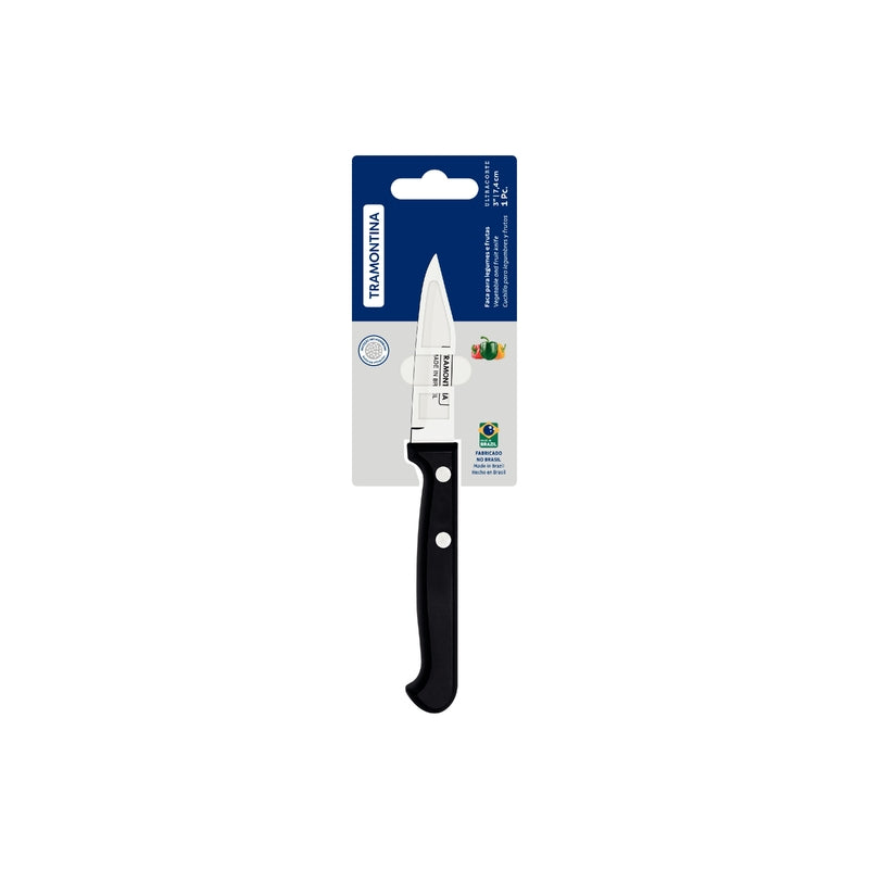 Cuchillo para frutas y verduras Tramontina Ultracorte con hoja de acero inoxidable y mango de polipropileno negro de 7,6 cm (3 pulgadas)