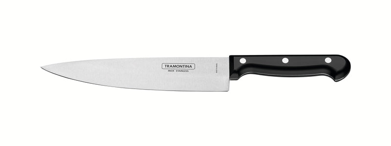 Cuchillo de chef Tramontina Ultracorte con hoja de acero inoxidable y mango de polipropileno negro, 7"