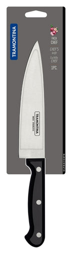 Cuchillo de chef Tramontina Ultracorte con hoja de acero inoxidable y mango de polipropileno negro, 7"