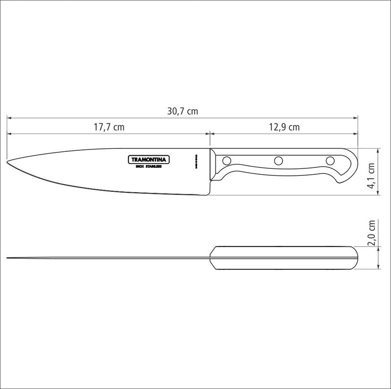 Cuchillo de chef Tramontina Ultracorte con hoja de acero inoxidable y mango de polipropileno negro, 7"