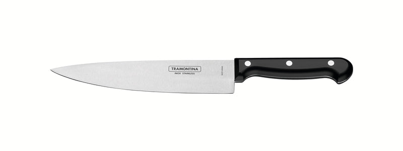 Cuchillo de chef Tramontina Ultracorte con hoja de acero inoxidable y mango de polipropileno negro, 6"
