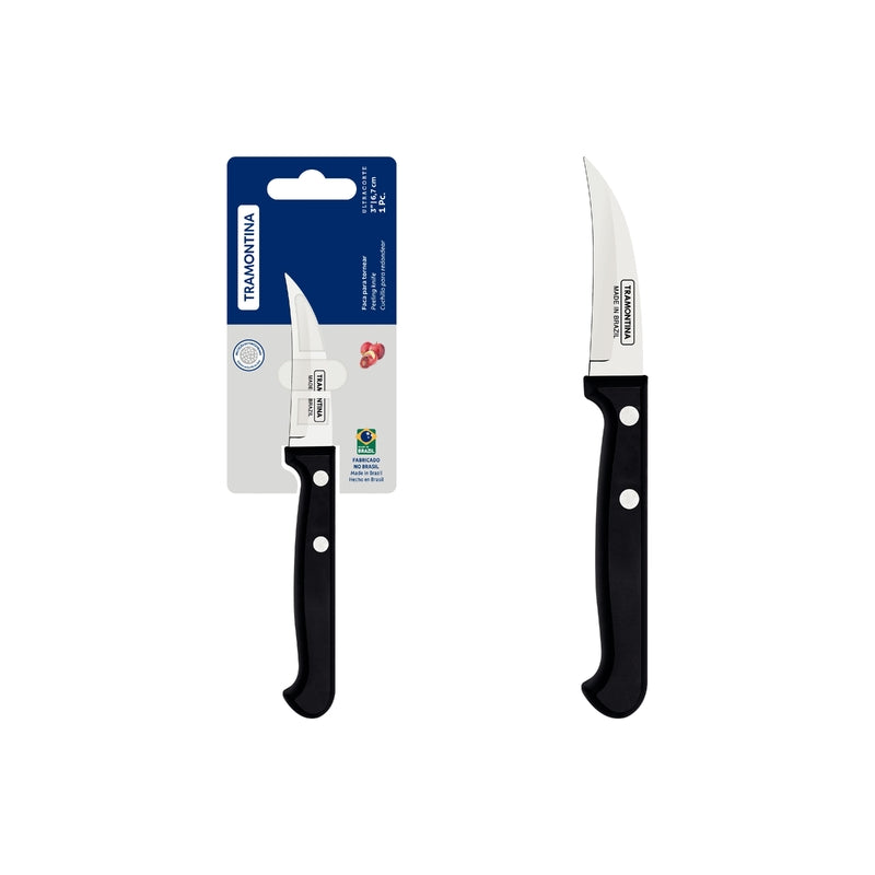 Cuchillo mondador Tramontina Ultracorte con hojas de acero inoxidable y mango de polipropileno negro de 7,6 cm (3 pulgadas)