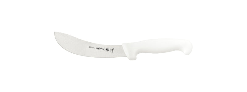 Cuchillo profesional Tramontina Master para recortar y desangrar cuero, con hoja de acero inoxidable y mango de polipropileno blanco, 6 pulgadas.