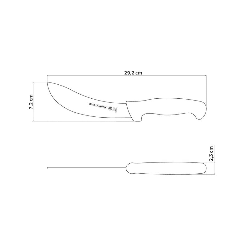 Cuchillo profesional Tramontina Master para recortar y desangrar cuero, con hoja de acero inoxidable y mango de polipropileno blanco, 6 pulgadas.