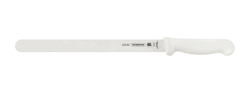 Cuchillo profesional para fiambres Tramontina Master con hoja de acero inoxidable y mango de polipropileno blanco, 30,5 cm (12").