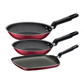 Juego de sartén/parrilla de aluminio Tramontina Loreto con revestimiento antiadherente interno y externo Starflon Max, rojo, 3 piezas