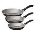 Juego de sartenes de aluminio Tramontina Linz con revestimiento antiadherente Starflon Max interior y exterior, color negro, 3 piezas.