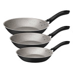Juego de sartenes de aluminio Tramontina Linz con revestimiento antiadherente Starflon Max interior y exterior, color negro, 3 piezas.