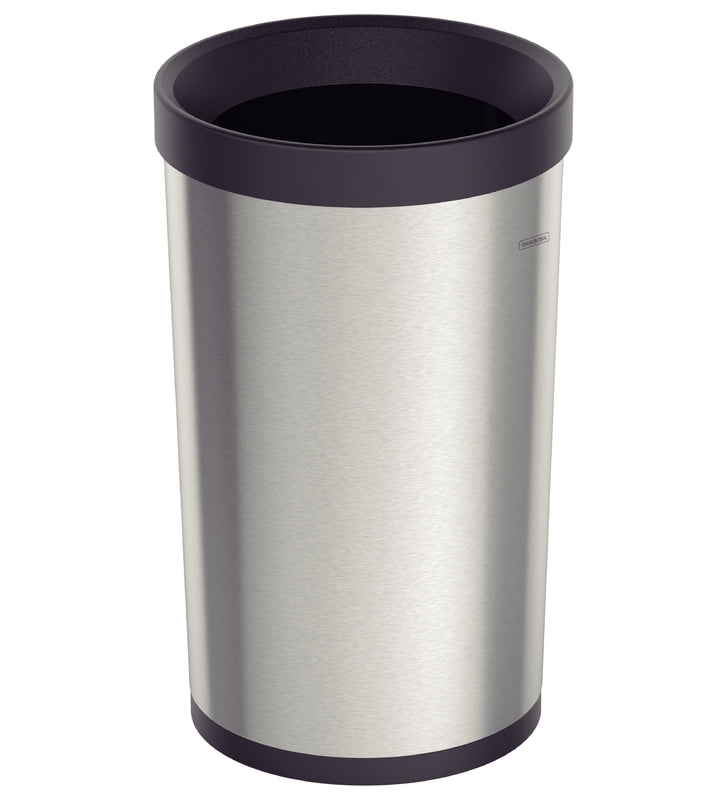 Basurero Tramontina Molise de acero inoxidable sin tapa, acabado satinado, base y borde de polipropileno, 50 L