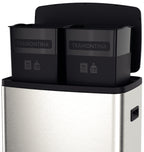 Basurero Tramontina Octos de acero inoxidable con 2 cubos extraíbles y pedal, 15 L + 15 L