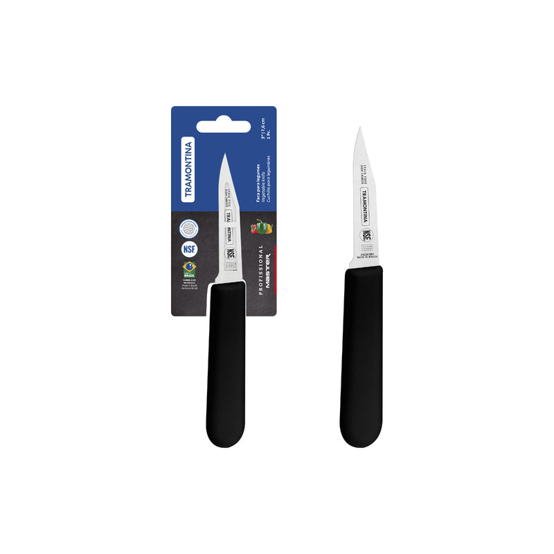 Cuchillo mondador para verduras Tramontina Master con hoja de acero inoxidable y mango de polipropileno negro de 7,6 cm (3 pulgadas)