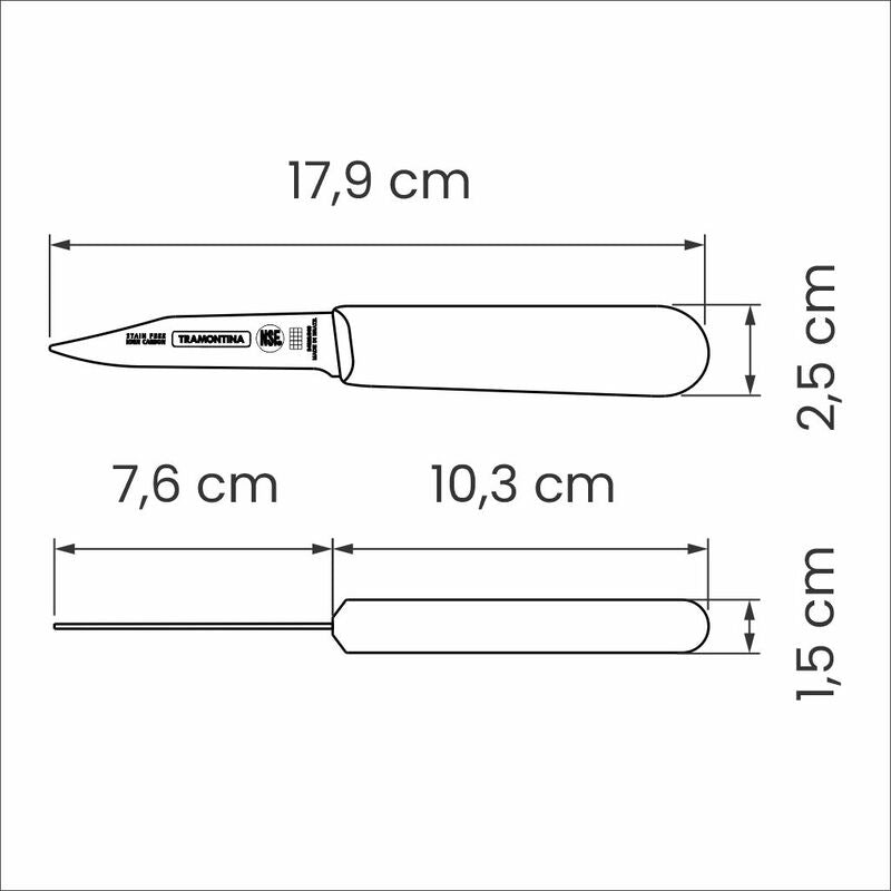 Cuchillo mondador para verduras Tramontina Master con hoja de acero inoxidable y mango de polipropileno negro de 7,6 cm (3 pulgadas)