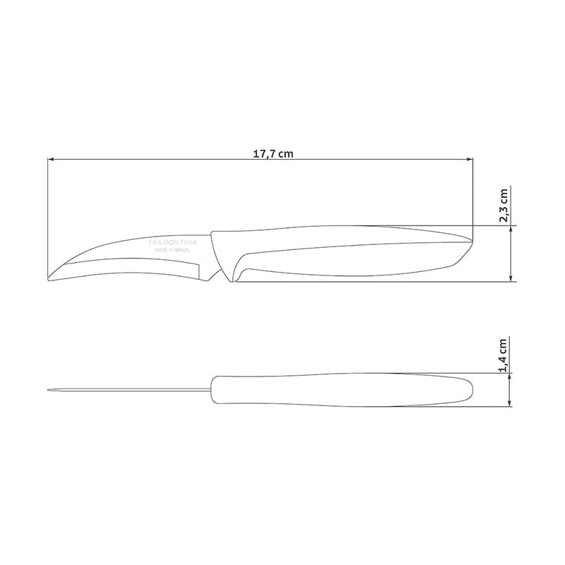 Cuchillo pelador mondador Tramontina Plenus con hojas de acero inoxidable y mango de polipropileno negro, 7,6 cm (3 pulgadas)