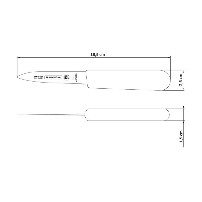Cuchillo mondador para verduras Tramontina Master con hoja de acero inoxidable y mango de polipropileno blanco de 7,6 cm (3 pulgadas)