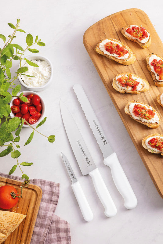 Cuchillo mondador para verduras Tramontina Master con hoja de acero inoxidable y mango de polipropileno blanco de 7,6 cm (3 pulgadas)