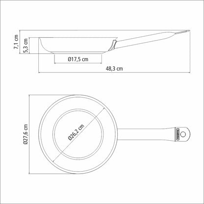 Sartén profesional Tramontina de acero inoxidable, poco profunda, con triple fondo, revestimiento interior antiadherente y asa, 26 cm, 2,2 L