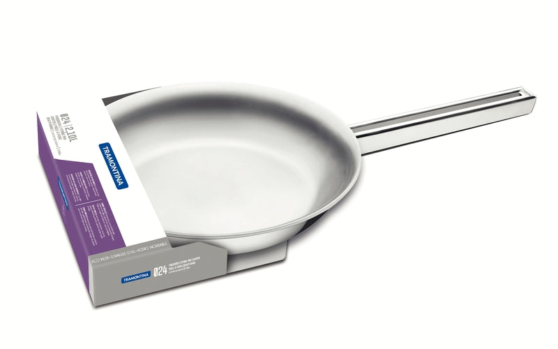 Sartén Tramontina Brava de acero inoxidable con triple fondo y asa, 24 cm, 2,1 L