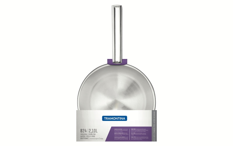 Sartén Tramontina Brava de acero inoxidable con triple fondo y asa, 24 cm, 2,1 L