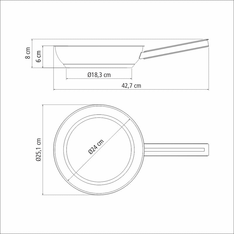 Sartén Tramontina Brava de acero inoxidable con triple fondo y asa, 24 cm, 2,1 L
