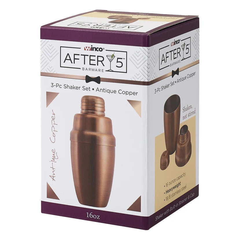 Coctelera After5 de 473 ml (16 oz), juego de 3 piezas, cobre antiguo